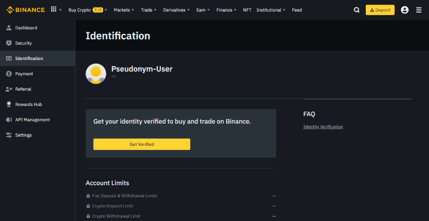 바이낸스 KYC 인증 화면